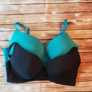 2 pc bra Lot Black & Teal 36DDD push up